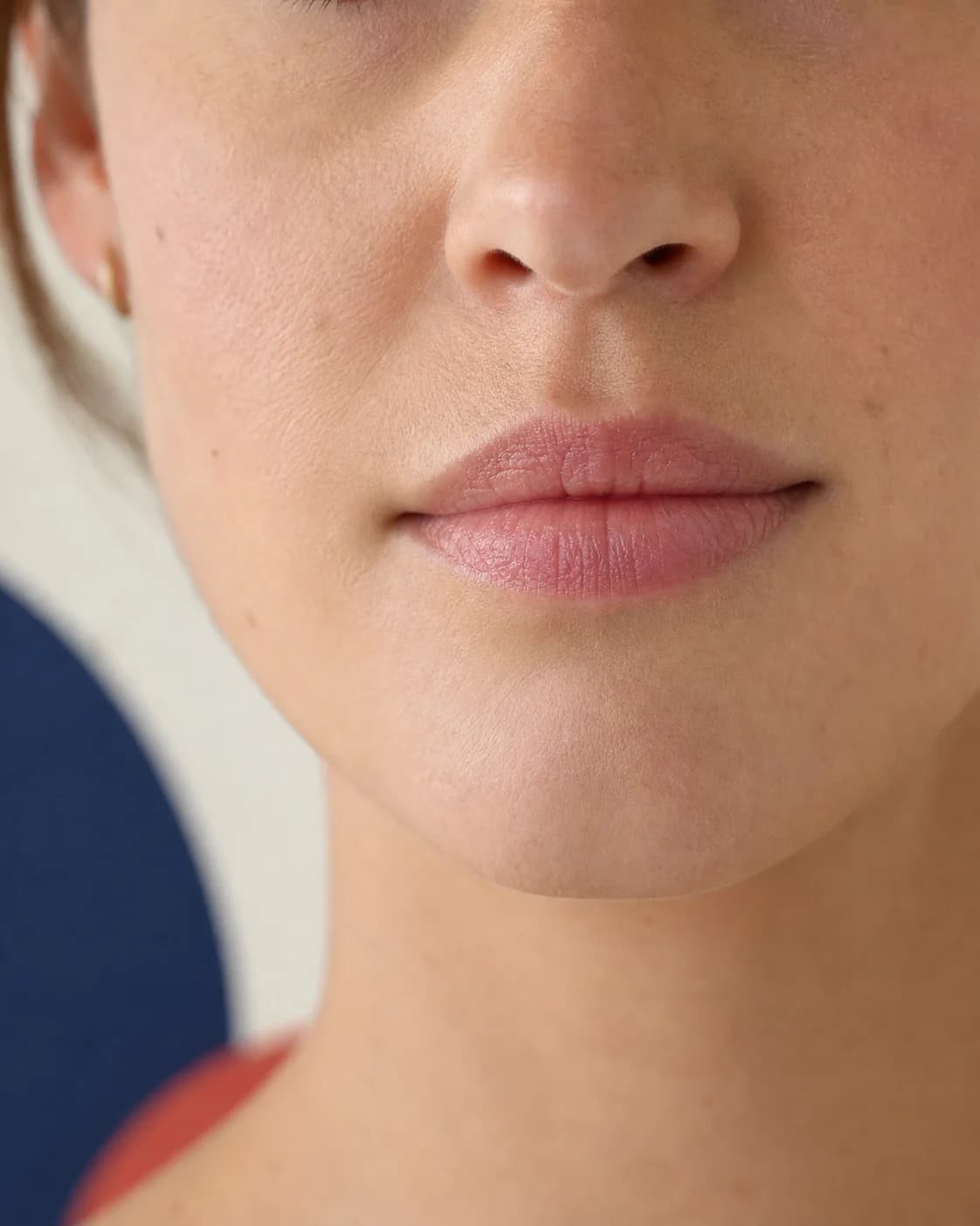 A natural close portrait focused on lip proportion